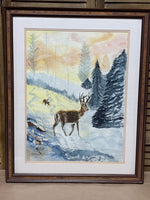 Watercolor of Landcape/Deer ; Signed Sagreco