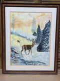 Watercolor of Landcape/Deer ; Signed Sagreco