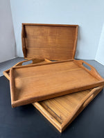 3-Piece Teak Wood Nesting Trays Set