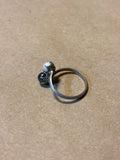 Sterling Ring with Black & White Faux Pearls - SIZE 6