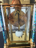 Chinese Cloisonné & Brass Ornate Vintage Clock with Key AS IS (READ DESCRIPTION CAREFULLY)