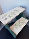 Green Painted Wooden Step Stool with Ivy Motif