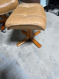 Hjellegjerde Mobler Leather Chair on Casters with Ottoman