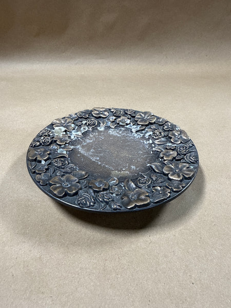 Bronze Floral Footed Candle Holder