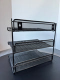 Eldon Expressions Black Mesh 3-Tier Desk Shelf Unit with Wall Mounting Option