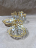 Gold Gilt French Style Sherbet Desert Glasses And Saucers — 8 Pieces