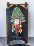 Hand Painted Folk Santa Hanging Wooden Sled