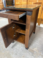 End Table/Cabinet with Protective Glass and Tea Table Pull Out Shelf