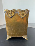 Antique Brass Embossed Coal Box with Double Lion Heads