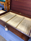 Antique Silver Chest on Casters, Engraved, With Key (READ DESCRIPTION)