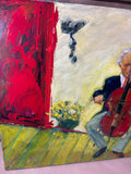 Cellist on Canvas Painting; Signed (Roland?)