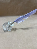 Glass Ink Well With Feather Pen And Ink Bottle