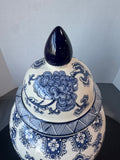 Blue & White Floral Chinoiserie Lidded Ginger Jar