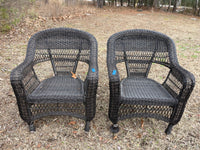 Rattan Patio Set: 2 Chairs and Coffee Table