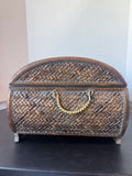 Asian Inspired Woven Bamboo & Rattan Vintage Storage Chest