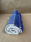 Blue And White Textured Tablecloth Runner With Fringe