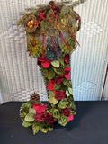 Mackenzie Childs Leaves And Feathers Woodland Stocking