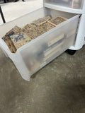 100+ Rubber Stamps in Sterilite 3 Drawer Plastic Rolling Storage Bin (A)