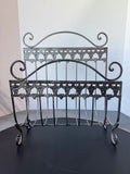 Victorian Style Gray Metal Scroll Magazine Rack