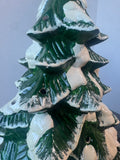 Vintage Snowy Ceramic Lighted Christmas Tree NO BULBS