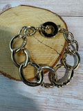 Monet Vintage Gold Tone Link Bracelet with Toggle Clasp