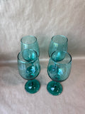 Set Of 4 Teal Wine Glasses - 2 Sets Available - PRICED INDIVIDUALLY
