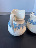 (E) Wedgwood Lavender on Cream Shell Edge Creamer & Lidded Sugar Bowl