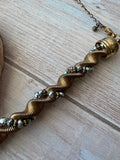 Bronze Tone & Faceted Silver Bead Twisted Rope Necklace