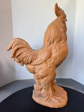 XL Italian Carved Terra Cotta Clay Rooster
