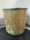 Tomato Fabric Decoupage Large Round Woven Basket