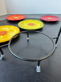 5-Piece Laurie Gates Poppy Flower Dessert Plates Set with Metal Caddy