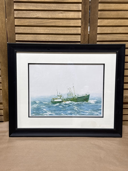 Arthur Moniz Print of Boat on Choppy Sea; Signed