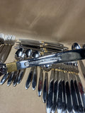 Stainless Steel Gorham Flatware Set With Gold Ribbed Neck - 45 Pieces