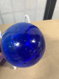 Transparent Cobalt Blue Hand Blown Glass Ornament, 4" diameter (C), 3 Available, PRICED INDIVIDUALLY
