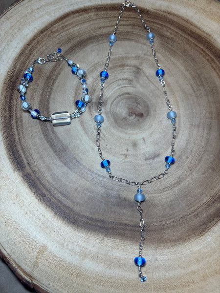 Clear, Blue & Silver Necklace/Bracelet Set - THREE SETS AVAILABLE PRICED INDIVIDUALLY $18 EA