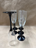 Set Of 6 Black Stemmed Champagne Flutes