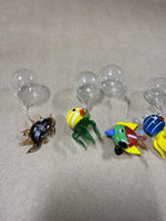 (B) Set Of 6 Floating Glass Aquatic Animal Aquarium Decorations