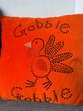 Pair of Fall Holiday Rhinestone Accented Throw Pillows