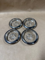 Set Of 4 Leonard Silverplate Rimmed Starburst Glass Coasters // 2 Sets Available // *** PRICED INDIVIDUALLY ***