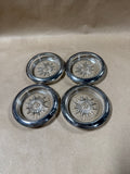 Set Of 4 Leonard Silverplate Rimmed Starburst Glass Coasters // 2 Sets Available // *** PRICED INDIVIDUALLY ***