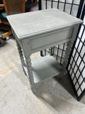Light Gray Painted Nightstand with Drawer; Spindle Legs