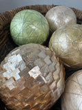 Round Woven Basket with Decorative Spheres