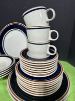 32-Piece Newcor Japan Satellite Navy Blue Stoneware China Set