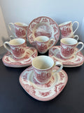 (H) 16-Piece Johnson Bros. Old Britain Castles Pink China Set