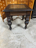 End Table with Glass; Rattan Accents