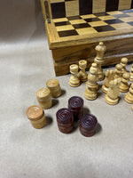 Mid Century Chess And Checker Set With Portable Case — Missing 2 Pieces