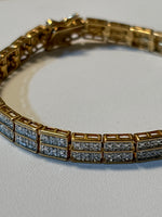 Sterling (Vermeil) Bracelet with Faux Diamonds - Square Links