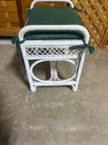 White Wicker Petite Bench/Ottoman with Cushion