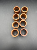Set Of 8 Octagon Teak Wood Napkin Rings