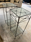 Metal and Glass Top Plant Stands, (2)